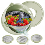 4 in 1 Colander with Bowl Set Food Strainers Removable Rust Proof Easy to Clean Veggie Wash Salad smėlis