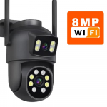 6K 12MP HD WiFi PTZ kamera lauko, trigubo objektyvo, trigubo ekrano, apsaugos, mobiliojo AI automatinio sekimo, CCTV garso ir vaizdo stebėjimo 4K 8MP No Card