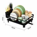 Kompakti&scaron;ka indų džiovyklė, daugiafunkcė i&scaron;plečiama indų džiovinimo lentyna, nerūdijanti virtuvės indų džiovinimo lentyna su nuimamu stalo įrankių laikikliu 01 juoda
