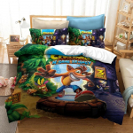 Animacinių filmų Crash Bandicoot 3D prabangus patalynės komplektas Antklodės užvalkalų komplektas Pagalvės užvalkalas Dvi lovos su didele lova EU Single 135x200cm