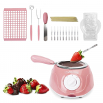 &Scaron;okolado lydymo puodas &Scaron;okolado lydymo aparatas kar&scaron;to &scaron;okolado gaminimo aparatas su mentelės formomis 10 medinių pagaliukų US Plug rožinė