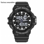 Trend Sports Naujas Skaitmeninis Laikrodis Mada Dvigubas Ekranas Didelis Ciferblatas Liuminescencinis Vandeniui Atsparus Unisex Laikrodis