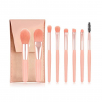 Paprastų linijų ne&scaron;iojamas mini makiažo &scaron;epetėlių rinkinys (8 gabaliukai) + Mai&scaron;elis, Rožinis, 1 rinkinys