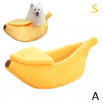 Bananų formos naminių gyvūnėlių sofos &Scaron;iltas kačių &scaron;unų lizdas Jaukus krep&scaron;elis Miegantys kačiukai Reikmenys Lova Ne&scaron;iojama Pu H1F5 yellowS-1pcs
