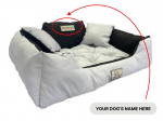 KINGDOG &scaron;unų lova su &Scaron;UNS VARDU, atspari vandeniui, patvari, SML XL XXL 3XL 3XL - 145x115 cm &scaron;viesiai pilka spalva