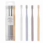MUJI japoni&scaron;ki makaronai 4 vnt. suaugusiųjų dantų &scaron;epetėlių rinkinys su mink&scaron;tais &scaron;ereliais, mažos galvutės dizainas &scaron;eimos naudojimui