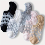 5 poros nematomo tipo kojinių su &scaron;veicari&scaron;kais ta&scaron;keliais, patogios ir kvėpuojančios žemo profilio kojinės-laiveliai, moteri&scaron;kos pėdkelnės ir kojinės