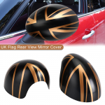 JK Vėliavos Galinio Vaizdo Veidrodėlio Dangtelis MINI Cooper Hardtop F55 F56 Juodas/Auksinis