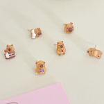 6 porų mielų kapibarų auskarų rinkinys moterims mergaitėms, animacinių, kawaii, universalių, mažų auskarų, papuo&scaron;alų aksesuarų, dovanų