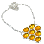 Natural Citrine Gemstone Handmade 925 Sterling Silver Jewelry Necklace 18 p9w93