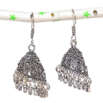 Natural Indian Look Jhumki Gemstone Silver Tribal Bali Earring 1.97 h4l07