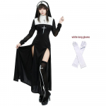 Seksualus Helovino vienuolės vampyrės cosplay kostiumas - Juodosios raganos tarnaitės vaidmenų žaidimas Extra Large