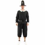 Vyri&scaron;kas piligrimo Helovino kostiumas Suaugusiųjų Padėkos dienos puritonų apranga Magų Cosplay vakarėliui M juoda