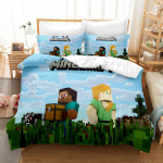 3D Skaitmeninės spaudos trijų dalių Minecraft žaidimo vaiki&scaron;kas animacinis antklodės komplektas AU Sing140*210cm