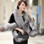 Prabangus Eleganti&scaron;kas Moteri&scaron;kas dirbtinis audinės ka&scaron;myras žieminis &scaron;iltas kailinis skara Cape Fashion solid Moterų dirbtinio kailio Pashmina Poncho One Size pilka