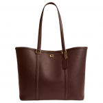 Coach Tote Bag 28 Su Metaliniu Logotipu Spaudžiamas Užsegimas Poliruota Akmenuko Oda Moteri&scaron;ki Tote Krep&scaron;iai Žalvaris Klevas CU056-B4MPL Basic Set (Bag+Dust Bag)