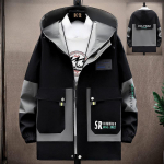 Laisvalaikio vyri&scaron;ka striukė su pavasariu gobtuvu Streetwear vėjo striukė Bomber striukės paltai vyrams XXXL juoda