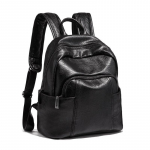 Moteri&scaron;ka natūralios odos kuprinė i&scaron; karvės odos laisvalaikio didelės talpos mink&scaron;tos odos madinga kelioninė rankinė 20-35L 30cm*14cm*27cm juoda