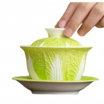 Avienos riebalų nefrito porcelianas Bai Cai Gaiwan Baltas keraminis arbatos rinkinys Kūrybingas namų naudojimui Kopūsto dizaino Kung Fu virimo puodelis su dangteliu <200ml