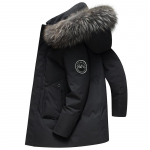 Vyri&scaron;ka žieminė parka su gobtuvu, flisiniu pamu&scaron;alu, stora, &scaron;ilta, su gobtuvu, kailiniu apykakliu, vyri&scaron;ka pliu&scaron;inė striukė, rudeninė vir&scaron;utinė apranga, juoda M juoda
