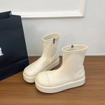 Žieminiai stori elastiniai siauri moteri&scaron;ki ankle boots madingi platforminiai plok&scaron;čiapadžiai batai moteri&scaron;ki jaukūs mink&scaron;tos odos modernūs trumpi batai 35 smėlis
