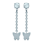 Les Tr&eacute;sors De Lily [K2437] - Boucles Acier 'Papillons' blanc argent&eacute; - papillons 6 mm sidabras