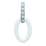 Les Tr&eacute;sors De Lily [L5685] - Pendentif Argent 'Sissi' blanc (c&eacute;ramique) rhodi&eacute; - 18x8 mm