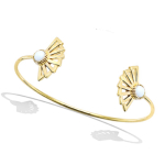 Les Tr&eacute;sors De Lily [Q6820] - Bracelet Plaqu&eacute; Or 'Cl&eacute;opatra' blanc dor&eacute; (&eacute;ventails) - 58 mm- 20x13 mm