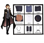 9 vnt. pilni rinkiniai Anime Bungou Benamių &scaron;unų Chuya Nakahara Cosplay kostiumas Perukas Port Mafia Helovinas briti&scaron;ko stiliaus striukės kostiumai S