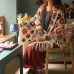 2022 m. grynas rankų darbo Retro Mori Girl Mori Arts Fan Knit Tu&scaron;čiaviduris &Scaron;alikas &Scaron;alikas Originalus Trikampis &Scaron;alikas Kutas Cape One Size smėlis