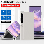 Natūralios odos Huawei Mate Xs 2 Xs2 dėklas Ultra plonas sulankstomas stovo galinis dangtelis, skirtas Huawei Mate Xs 2 5g dėklui Fundas Capa For Huawei Mate XS 2 balta