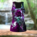 3D &bdquo;Rose Dove Print&ldquo; moteri&scaron;kos treniruotės &bdquo;Yoga Gym&ldquo; spausdinti vasaros sportiniai mar&scaron;kinėliai, didesnio dydžio liemenės XS violetinė