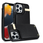 Odinis piniginės dėklas su kortelių lizdų laikikliu, skirtas iPhone 15 14 13 12 11 Pro Max XS MAX XR 8 7 Plus / Samsung S23 S22 S21 S20 Ultra Plus A14 A13 A54 A52 A53 iPhone 7/8/SE 2020 juoda
