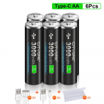 CITYORK 1,5 V USB ličio jonų AA+AAA įkraunamos baterijos AAA 1200mWh AA 3000mWh ličio 1,5v AA AAA baterija su USB kabeliu 6aa