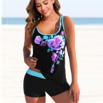 Moteri&scaron;kas maudymosi kostiumėlis su pečių juostele &bdquo;Rose Print Bikini Tankini&ldquo; maudymosi kostiumėlis S mėlyna