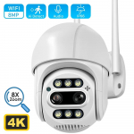 Nauja 8MP 4K PTZ IP kamera 8x priartinimo dviejų objektyvų žmogaus aptikimo CCTV kamera 4MP lauko CCTV Wifi vaizdo stebėjimo kamera ICSEE APP EU Plug
