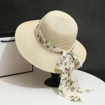 Gėlėtos juostelės &bdquo;Bowknot&ldquo; &scaron;iaudinė skrybėlė Eleganti&scaron;kos vienspalvės kepurės nuo saulės Lengvos, kvėpuojančios, kelioninės paplūdimio kepurės mergaitėms 55-58CM
