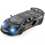 1/24 Sportinis automobilis Lambo SVJ 63 Metalinis lieto metalo automobilio žaislas, Modelinis automobilis su nuimamu stogu su garsu, &scaron;viesa ir atitraukimo mechanizmu vaikams nuo 3 metų 1/24-Size:21.5*9.8*5cm juoda