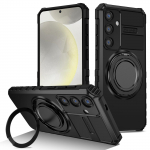 Smūgiams atsparus magnetinio žiedo laikiklio dėklas, skirtas Samsung Galaxy S24 S23 S22 S21 S20 Ultra Plus 23 FE Note20 slankiojančios kameros apsauginis dangtelis For Galaxy S23 juoda