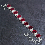 Mozambiko granato brangakmenis rankų darbo 925 prabos sidabro apyrankė 7-8 W3d38