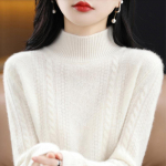 Tvirtas moteri&scaron;kas megztinis ilgomis rankovėmis i&scaron; kaklo rudeniui ir žiemai S