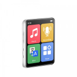 Mini ne&scaron;iojamasis &bdquo;Bluetooth&ldquo; jutiklinis MP3 grotuvas &bdquo;Walkman&ldquo; muzikos grotuvai, įmontuoti garsiakalbiai su el. knyga / FM radijas / įra&scaron;omas MP4 grotuvas balta