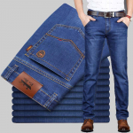 Džinsai Vyri&scaron;ki Stretch Denim Slim Jean Man Juoda Mėlyna Verslo Vyri&scaron;ki Džinsai Mink&scaron;tos kelnės Vyri&scaron;kos kelnės 40