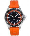 Hamilton Khaki Navy Scuba Oranžinis guminis dirželis juodas automatinis ciferblatas H82395331 100M vyri&scaron;kas laikrodis