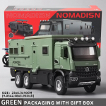 1:24 &bdquo;Mercedes Benz&ldquo; kemperio RV namelio ant ratų žaislinis automobilio modelis, lietaus metalo laužo sunkvežimio žaislinis automobilio modelis su garsu ir &scaron;viesa, tinkantis vaikams, berniukams ir mergaitėms