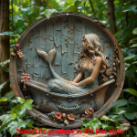 Charming Mermaid wooden Wall Art, Perfect for Bathroom, Office and Home Decor, Ideal Gift for Holidays, Decorative Wall Poster 20x20cm 7.87x7.87in