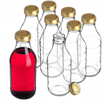 KADAX Stiklinė butelka sultims 330ml su dangteliu sultims, buteliai sultims, tinktūroms 8x