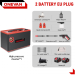 ONEVAN 220Bar Elektrinis auk&scaron;to slėgio ploviklis 2in1 Belaidis automobilio ploviklis Pur&scaron;kimo pistoletas Sodo valymo įrankis Skirtas Makita 18V baterijos kai&scaron;teliui 2 Battery Set