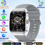 2025 Naujas 1,95 colio Ultra HD i&scaron;manusis laikrodis vyrams su GPS sekimu, Bluetooth skambučiais, NFC, &scaron;irdies ritmo matavimu, sportu, fitnesu, i&scaron;manusis laikrodis moterims, skirtas OPPO Silicone pilka