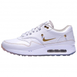 &bdquo;Eastside Golf&ldquo; x Nike Air Max 1 86 OG &bdquo;Golf Big Bubble&ldquo; &ndash; visų žaidimas. &bdquo;Be Authentic&ldquo; unisex sportbačiai, balti metalo-aukso-platinos spalvos HQ3074-100 41